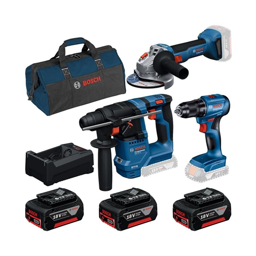 BOSCH  PROFESYONEL 3LÜ SET ( GSR 18 V - 45+ GWS 18 V-8 + GBH 18V-22 +BEZ ÇANTA )   ( 4 AH ) 3 AKÜLÜ